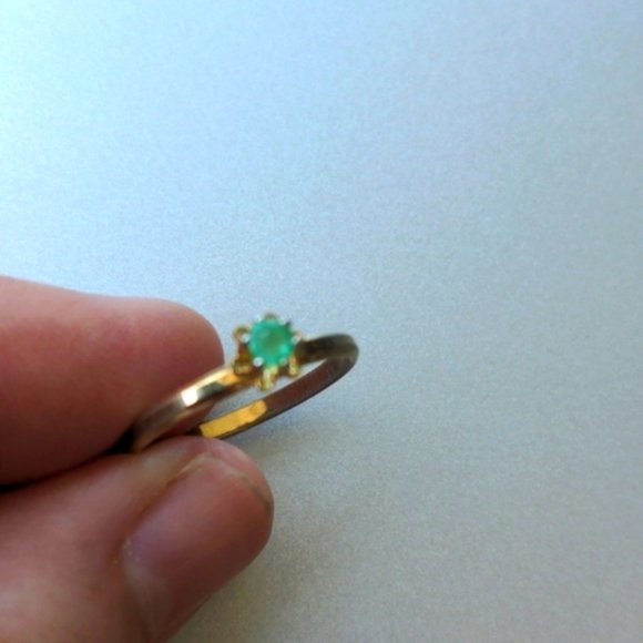 Vintage handmade ring with  Colombian emerald stone, size 6 - Picture 2 of 11